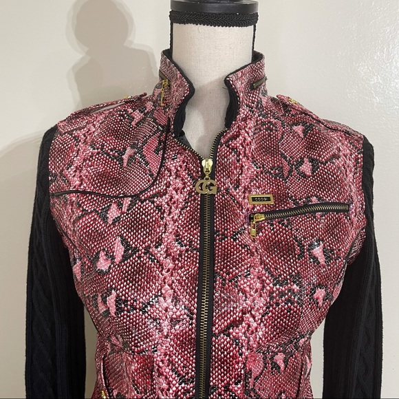 COOGI Faux Snake Skin Jacket Sweater Sleeve NWT size Small - Picture 2 of 16